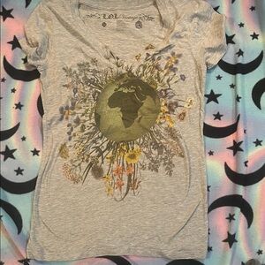 L.O.L. Vintage Gray Floral Earth Women's Tee